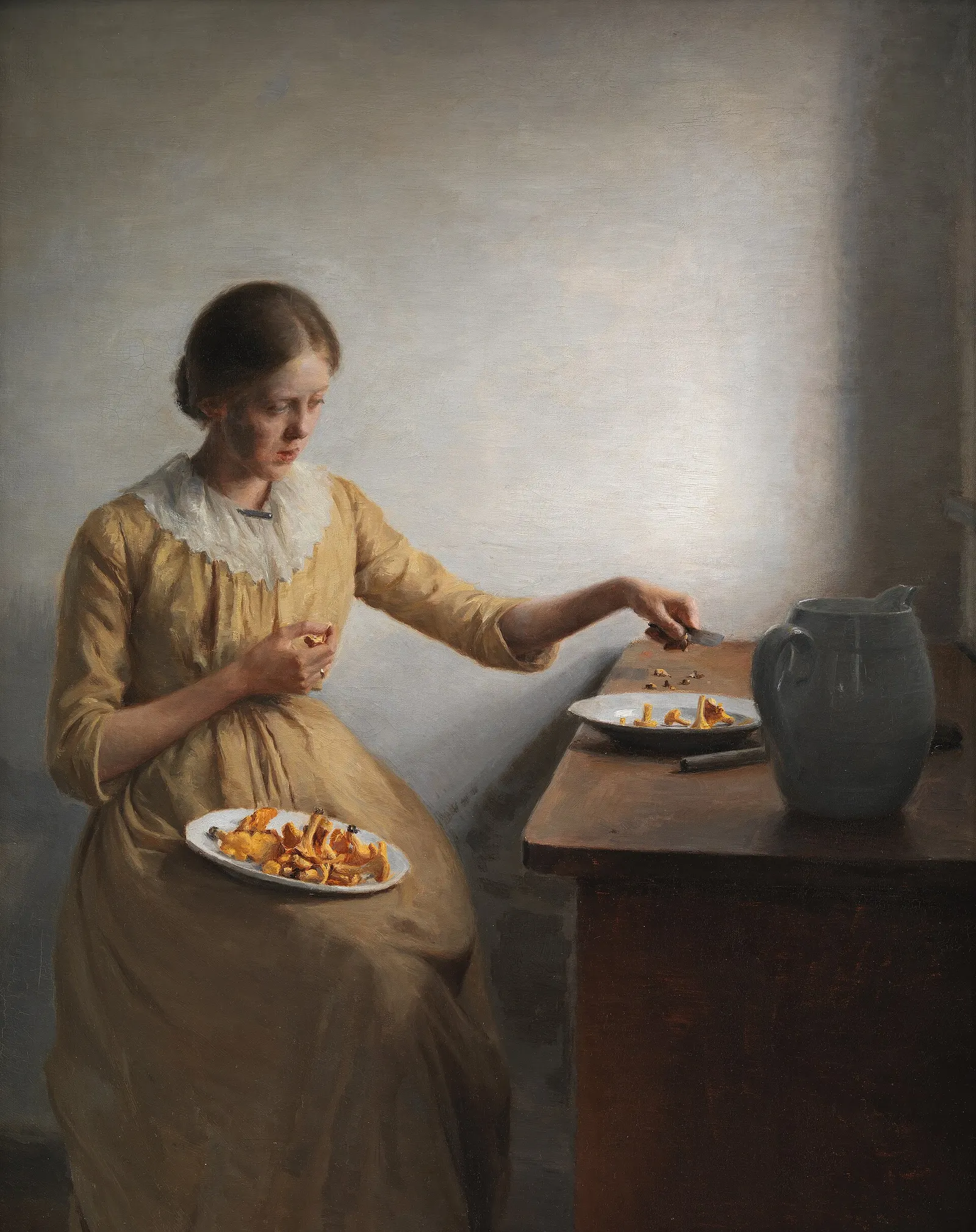 Петер Ильстед. Девушка чистит лисички. 1892. Холст, масло, 66 × 51,5 см. Государственный музей искусств (SMK), Копенгаген