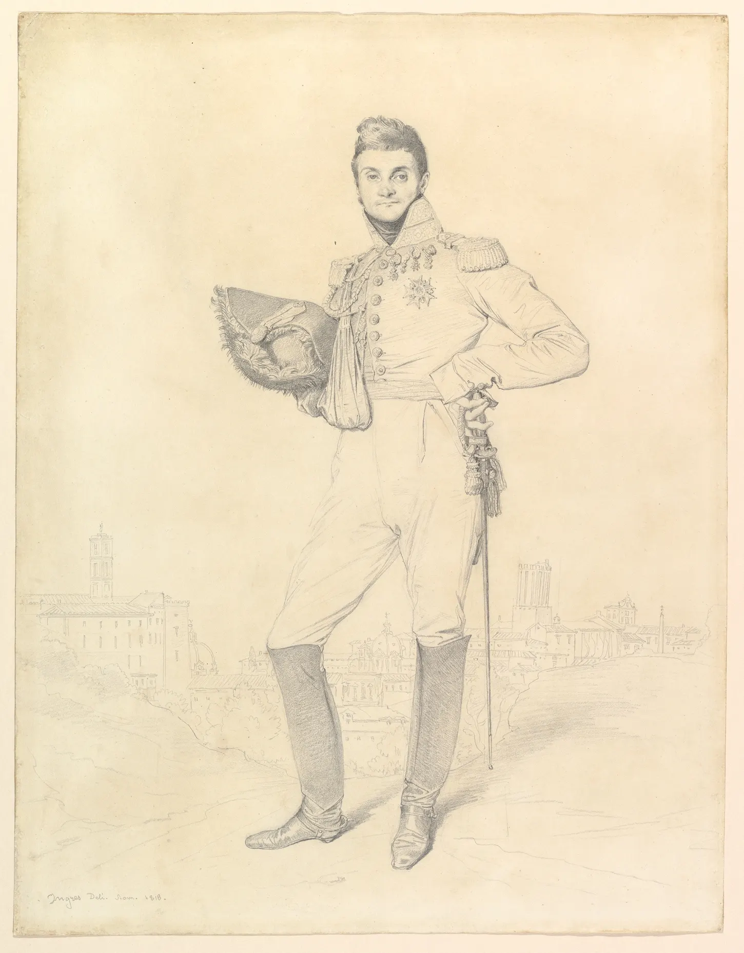 Жан Огюст Доминик Энгр. Генерал Луи-Этьен Дюлон де Росне. 1818. Графитный карандаш. Метрополитен-музей, Нью-Йорк