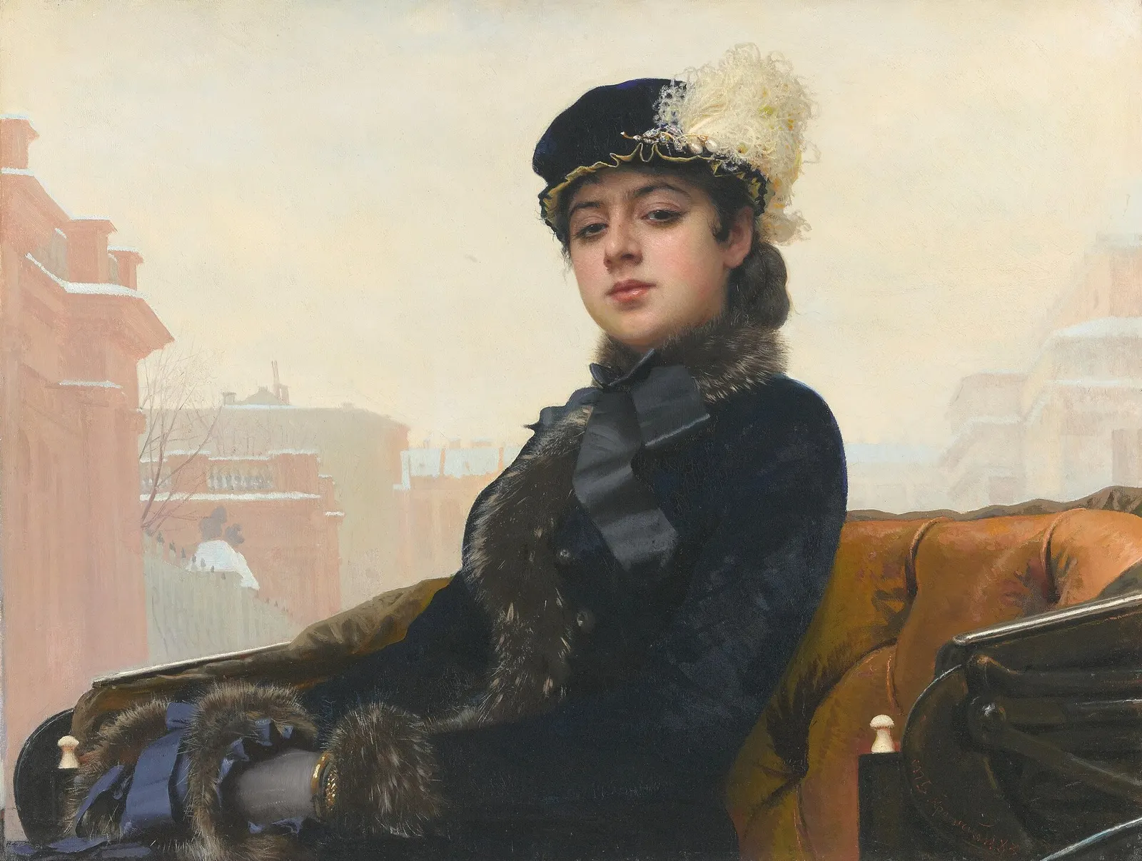 Иван Крамской. Неизвестная. 1883. Холст, масло, 75,5 × 99 см. Государственная Третьяковская галерея