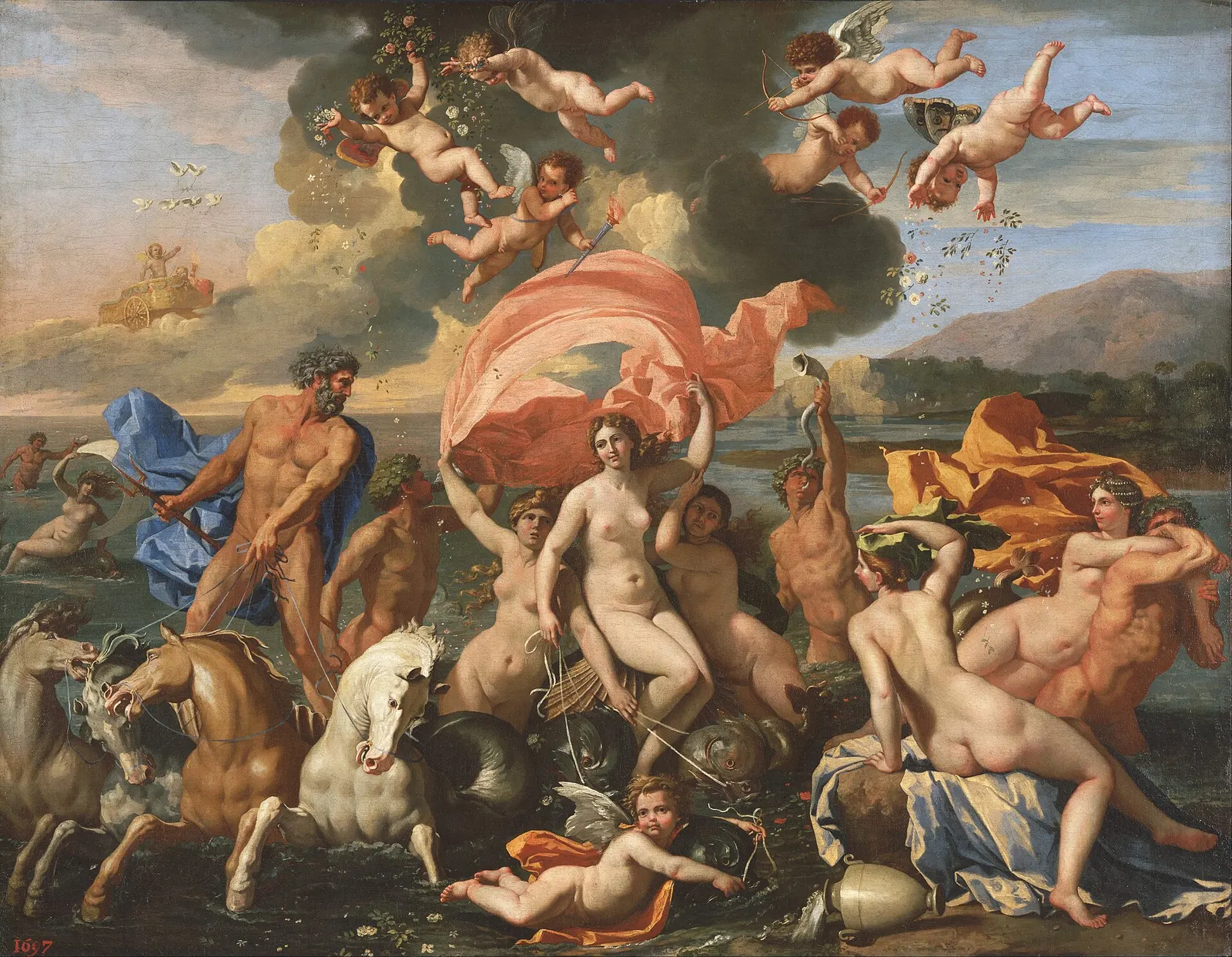 Никола Пуссен. Триумф Нептуна и Амфитриты («Рождение Венеры»). 1635–1636. Холст, масло, 114,5 × 146,5 см. Музей искусств Филадельфии