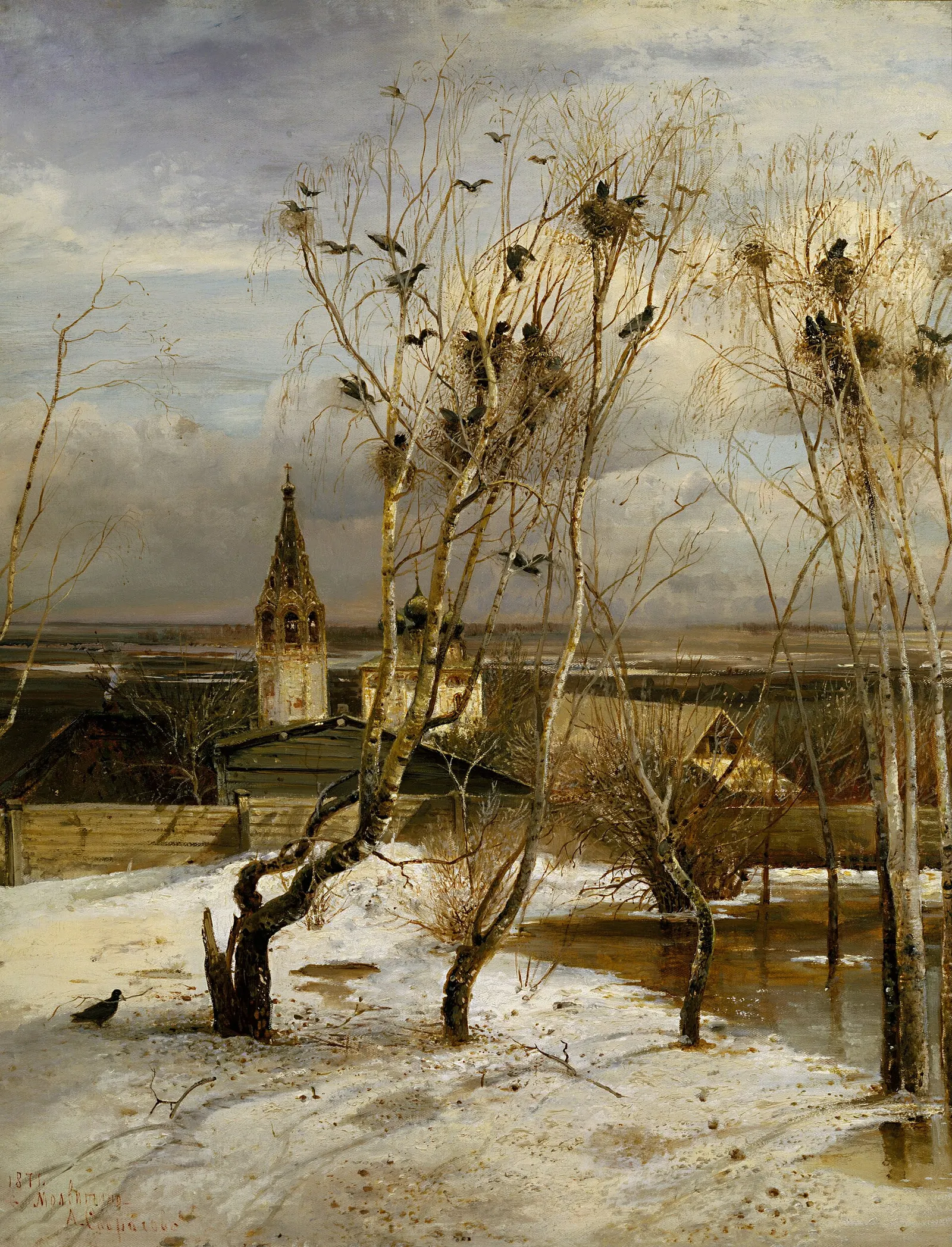 Алексей Саврасов. Грачи прилетели. 1871. Холст, масло, 62 × 48,5 см. Государственная Третьяковская галерея