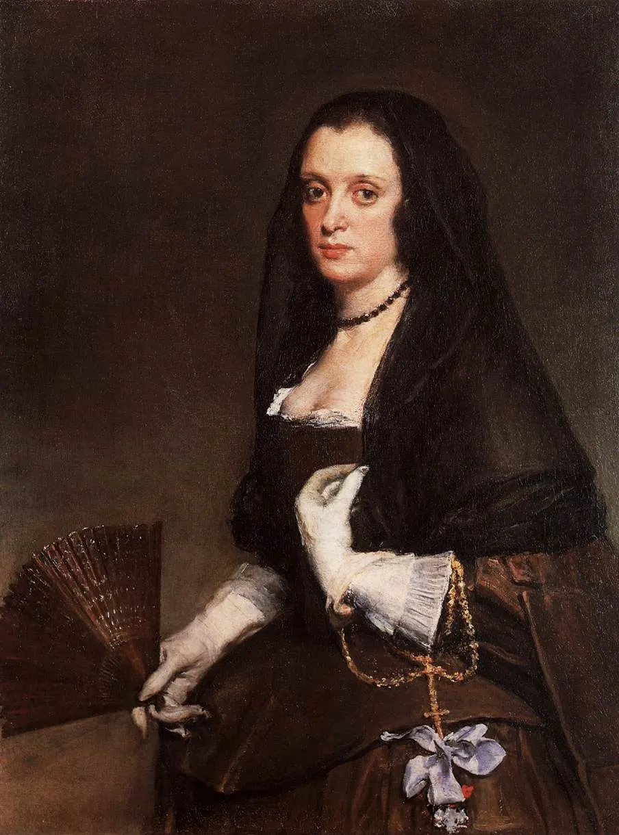 Диего Веласкес. Дама с веером. Около 1640. Собрание Уоллеса, Лондон. Настоящий Веласкес, в отличие от «Дамы, укушенной блохою в нос»